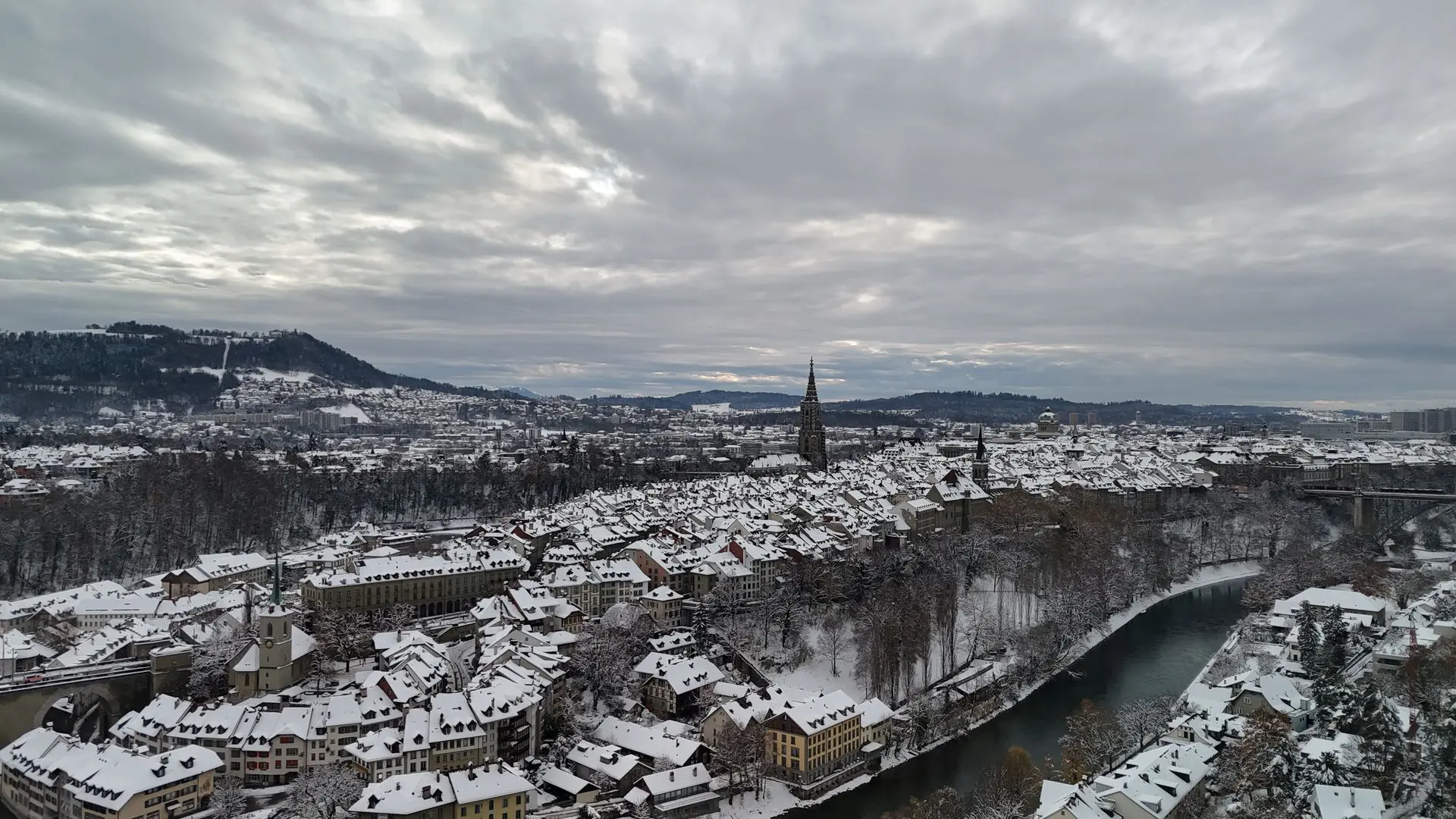 Berne en hiver, photographier en drone 